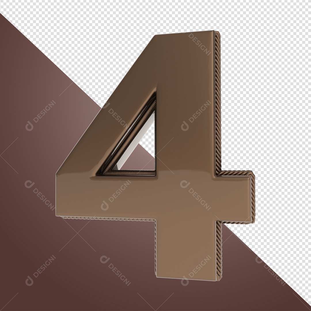 Elemento 3D Com Número De Chocolate 4 Para Composição PSD