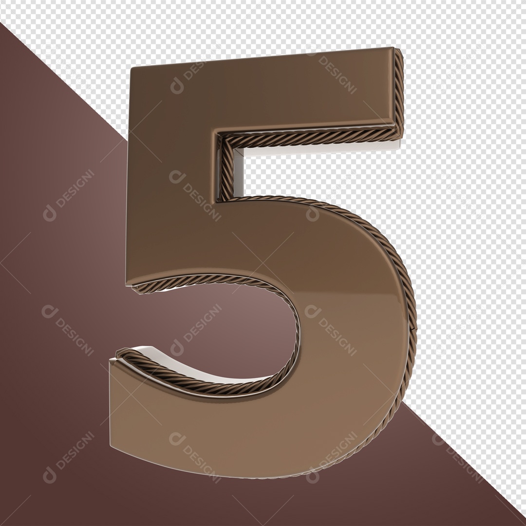 Elemento 3D Com Número De Chocolate 5 Para Composição PSD