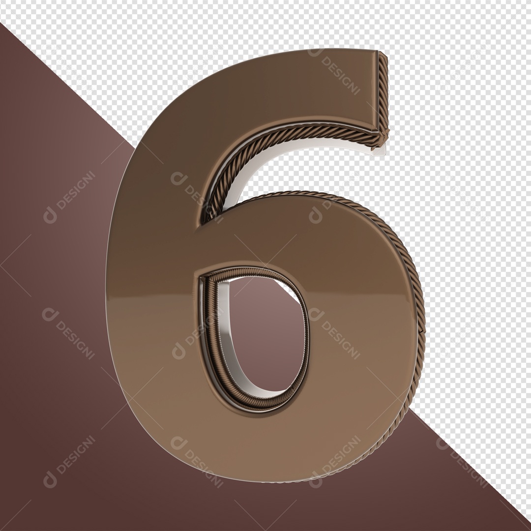 Elemento 3D Com Número De Chocolate 6 Para Composição PSD