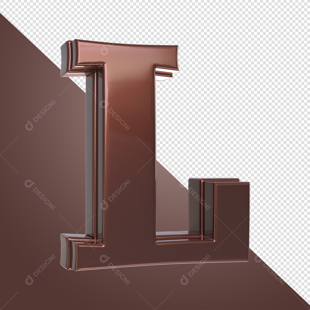 Elemento 3D Com Letra L Marrom Para Composição PSD