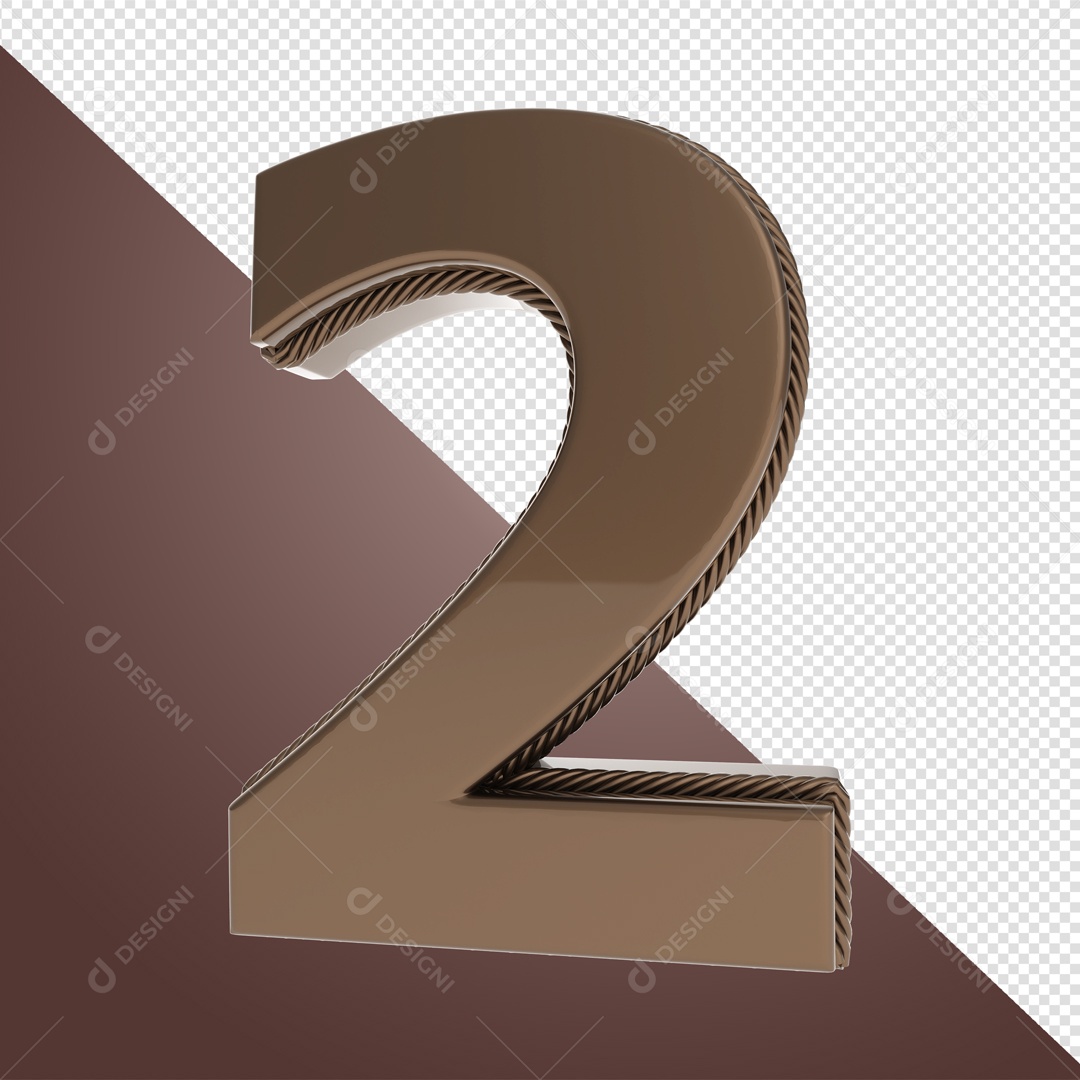 Elemento 3D Com Número De Chocolate 2 Para Composição PSD