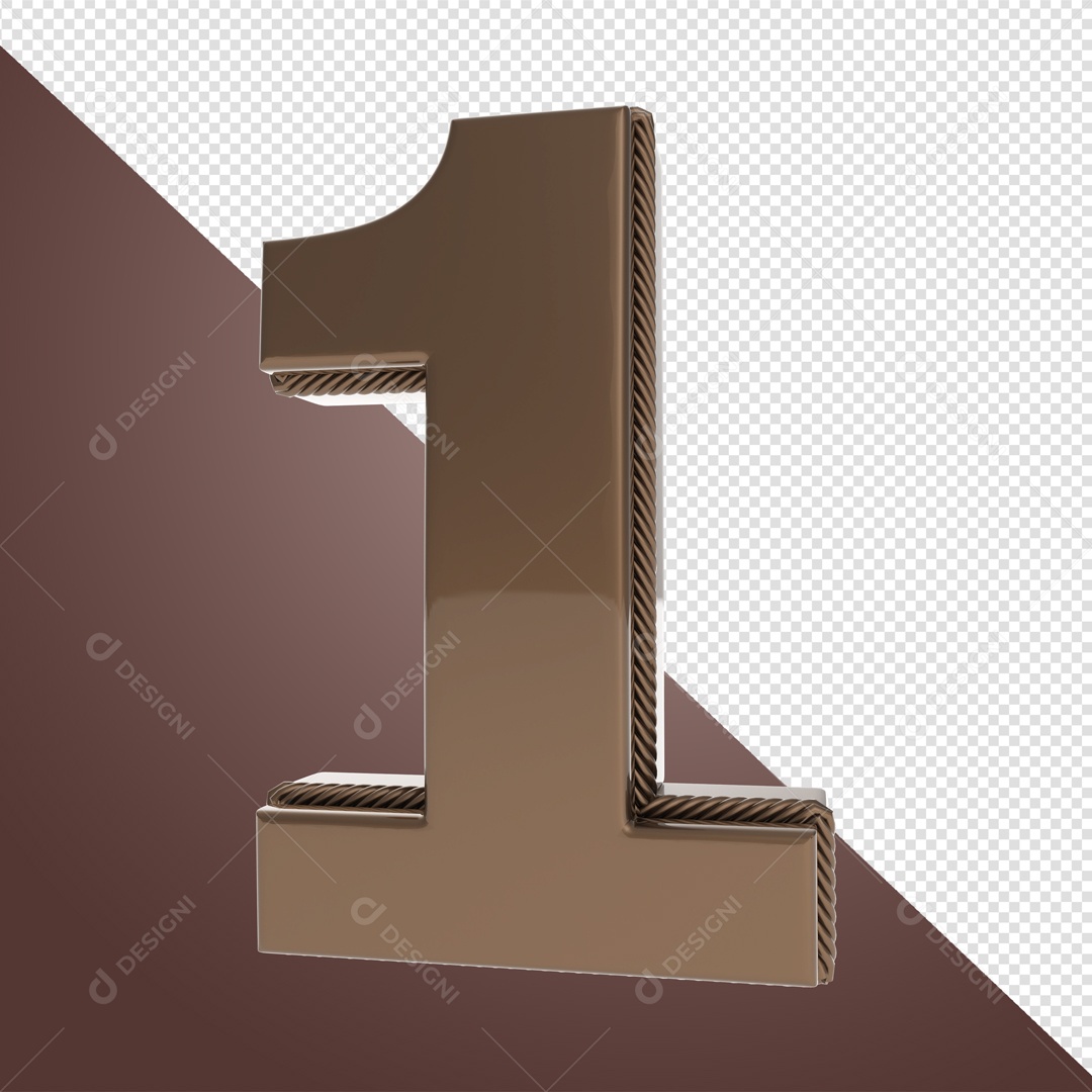 Elemento 3D Com Número De Chocolate 1 Para Composição PSD