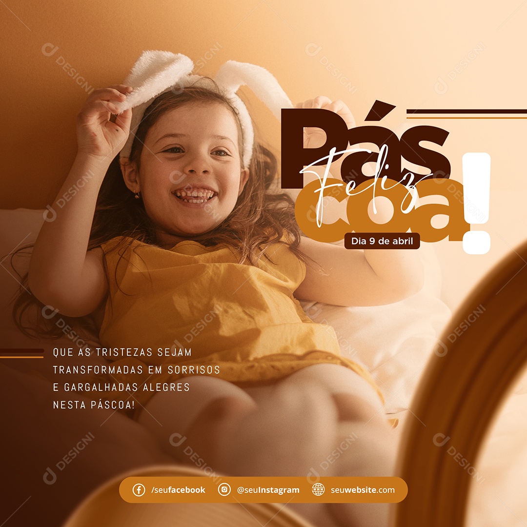 Feliz Páscoa Dia 9 de Abril Social Media PSD Editável