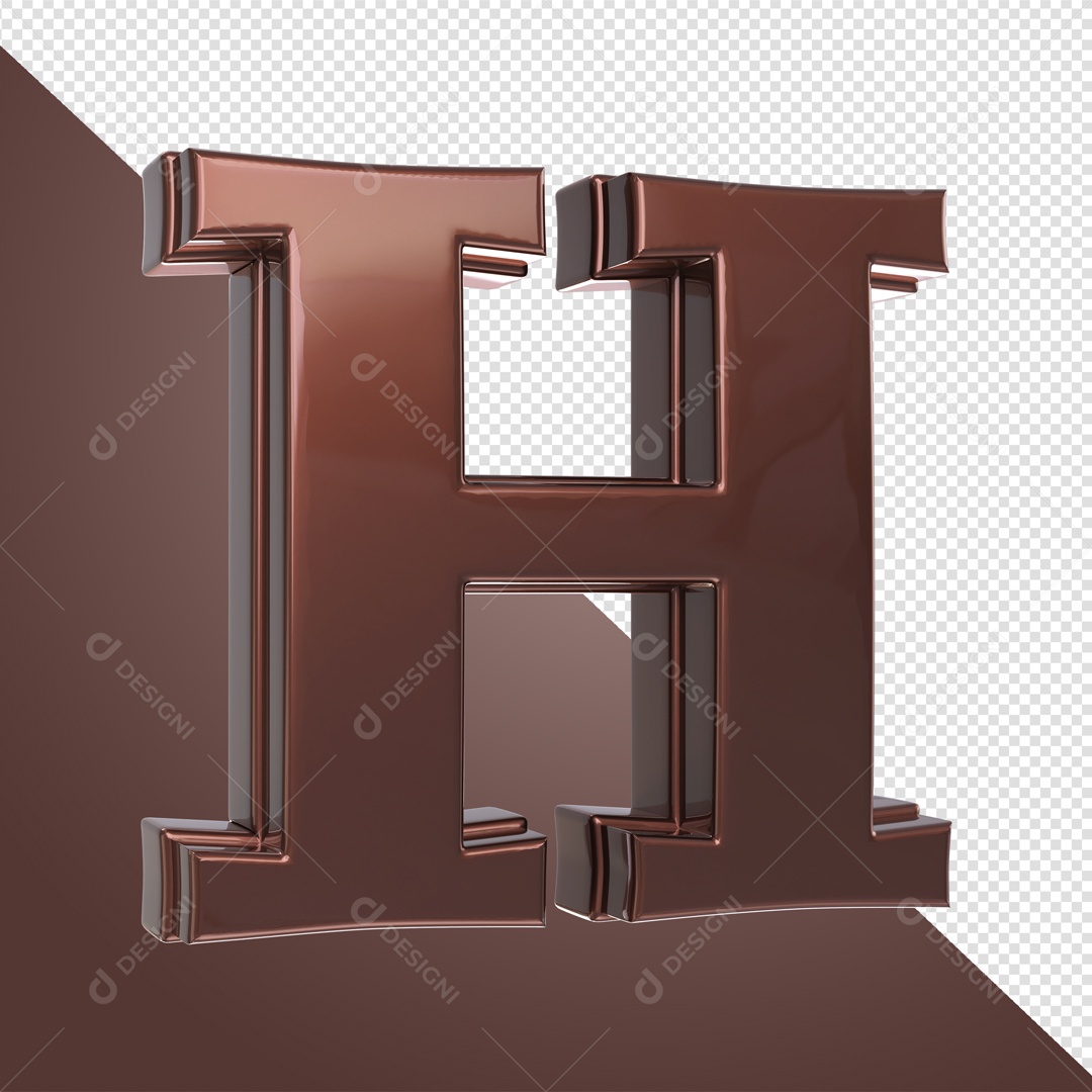 Elemento 3D Com Letra H Marrom Para Composição PSD