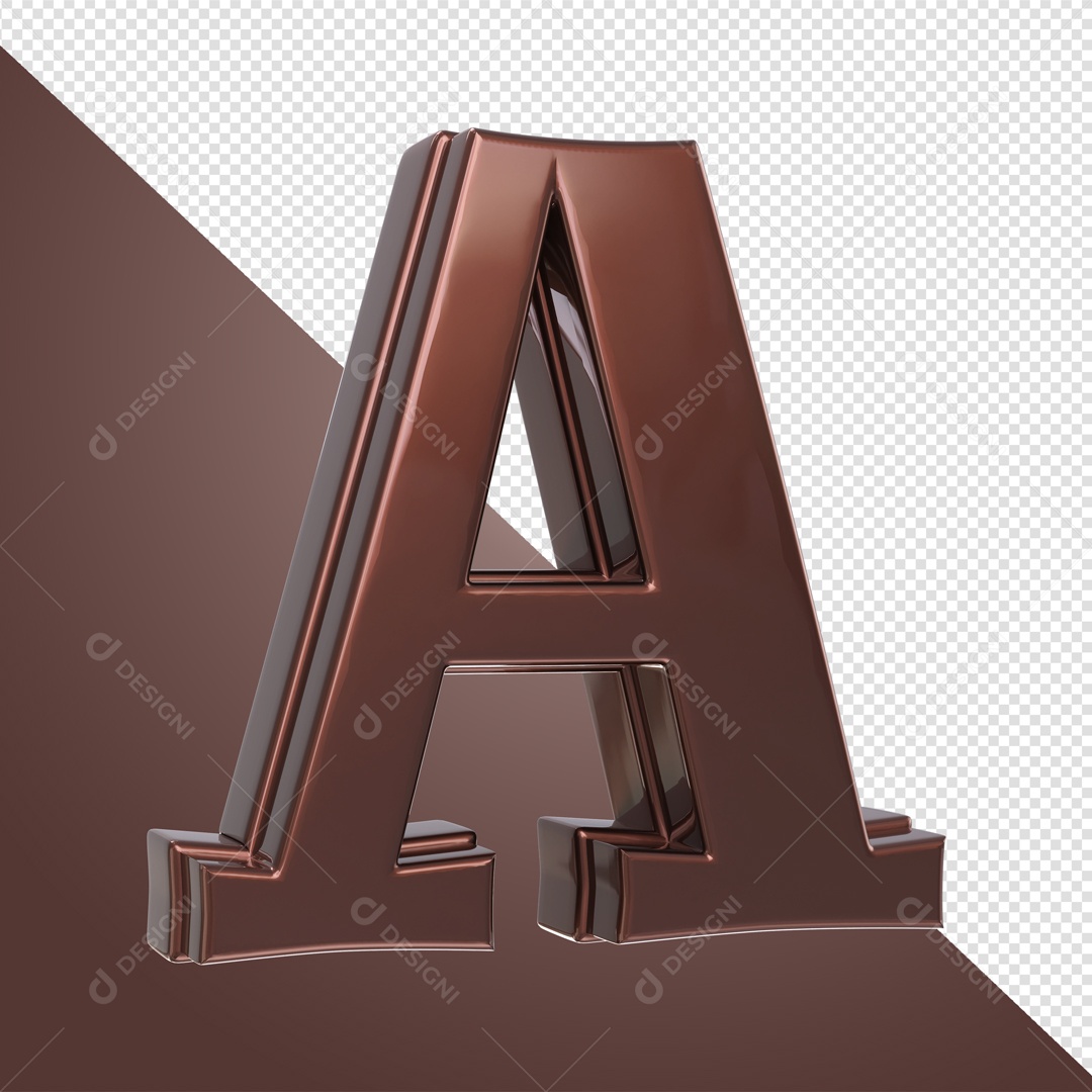 Elemento 3D Com Letra A Marrom Para Composição PSD