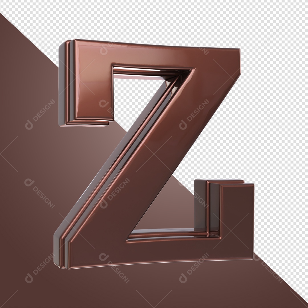 Elemento 3D Com Letra Z Marrom Para Composição PSD