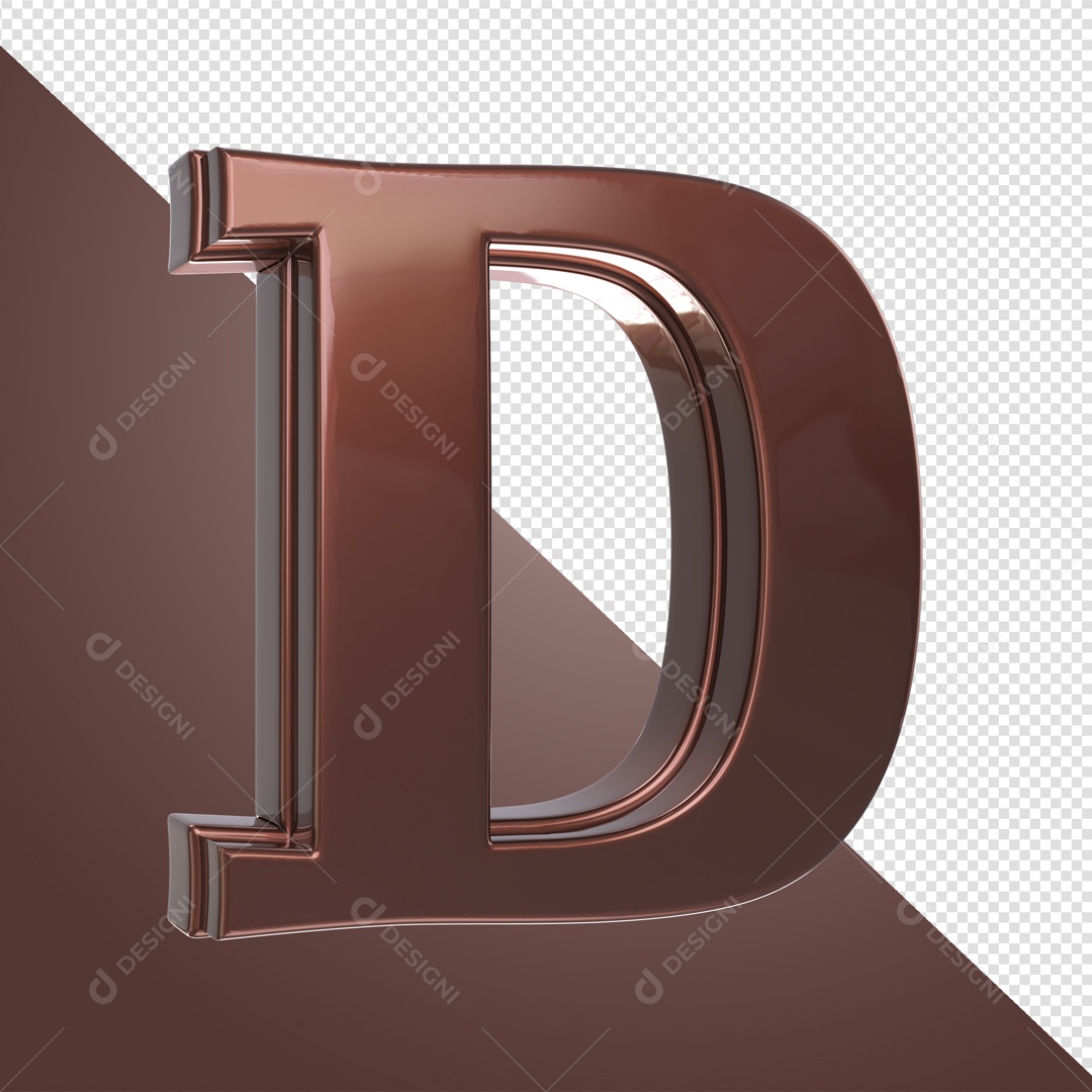 Elemento 3D Com Letra D Marrom Para Composição PSD