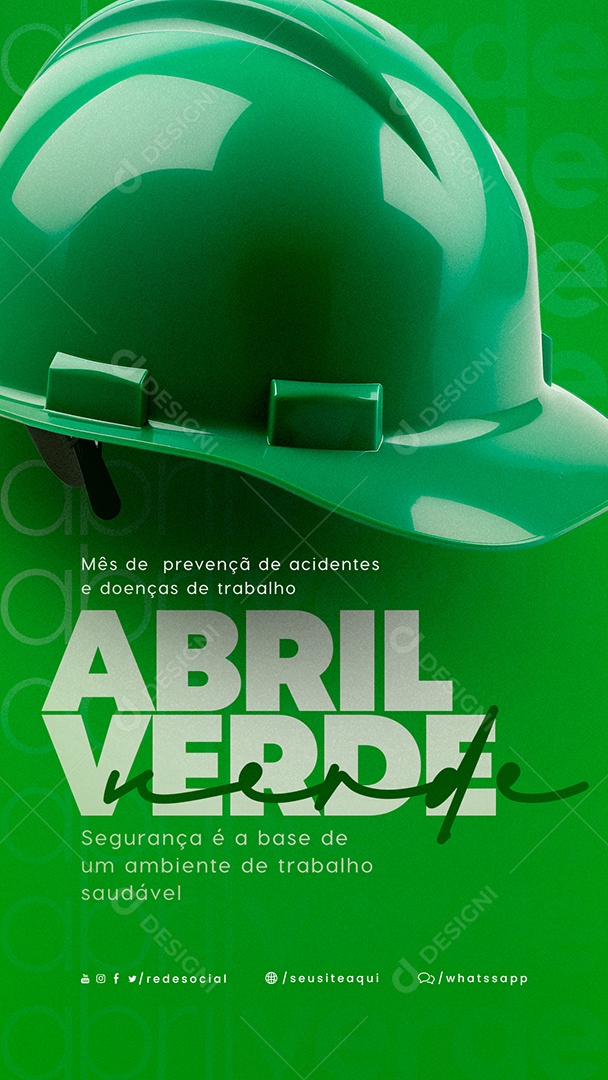Social Media Story Abril Verde Trabalho Mas Seguro PSD Editável