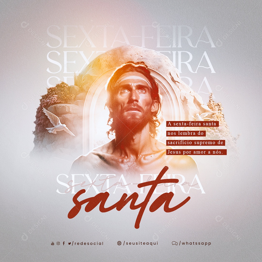 Social Media Semana Santa Sacrifício Supremo PSD Editável