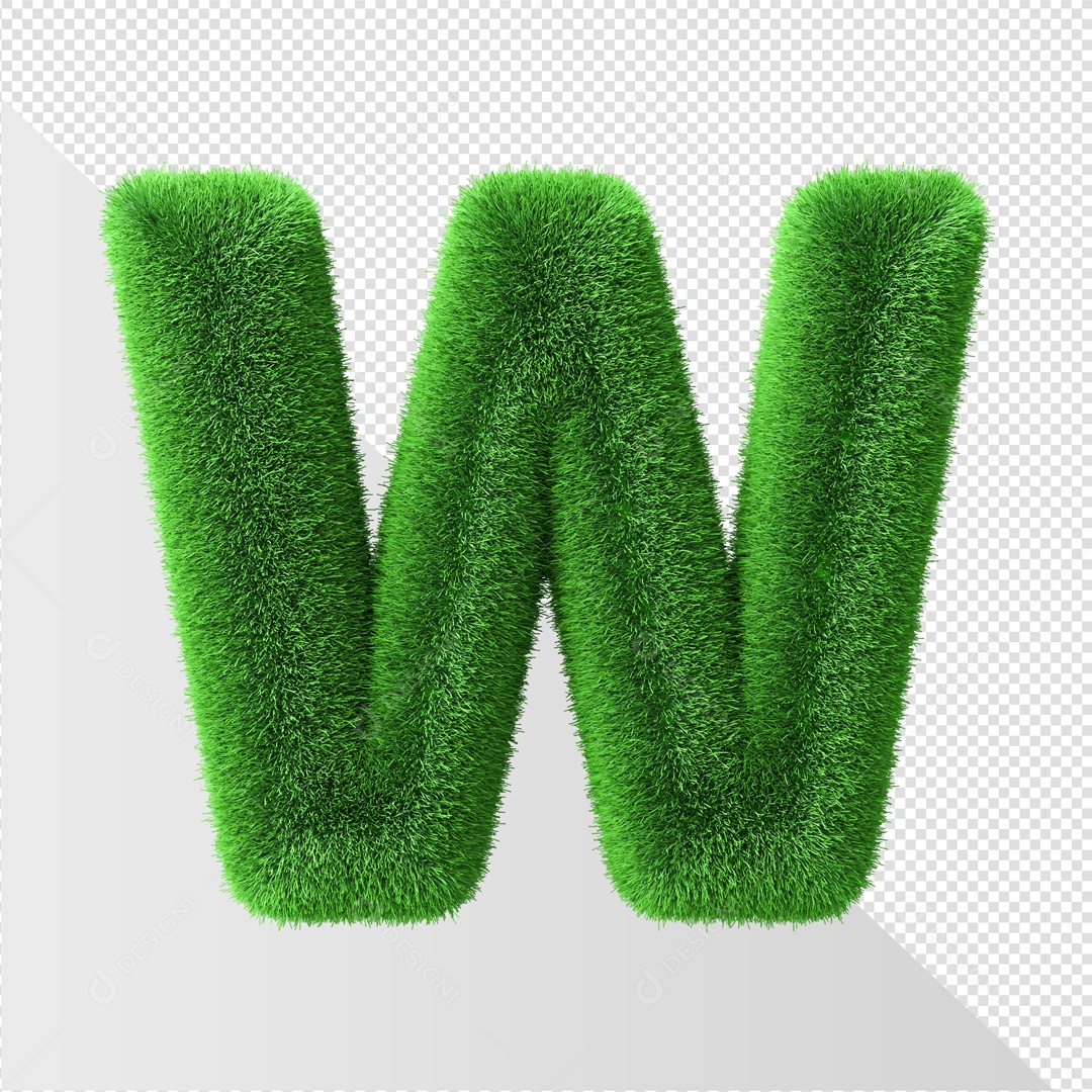 Elemento 3D De Letra W Verde Para Composição PSD