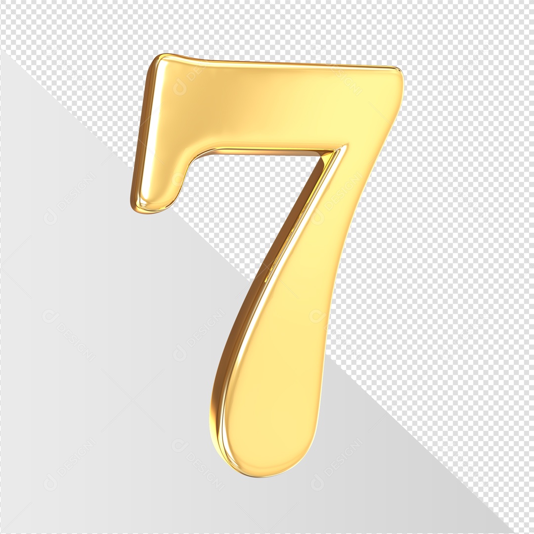 Número Dourado 7 Elemento 3D PSD