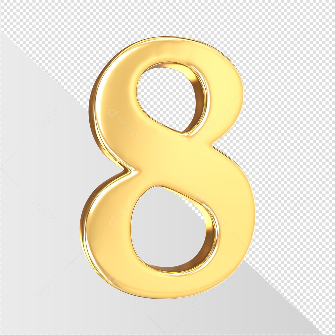 Número Dourado 8 Elemento 3D PSD