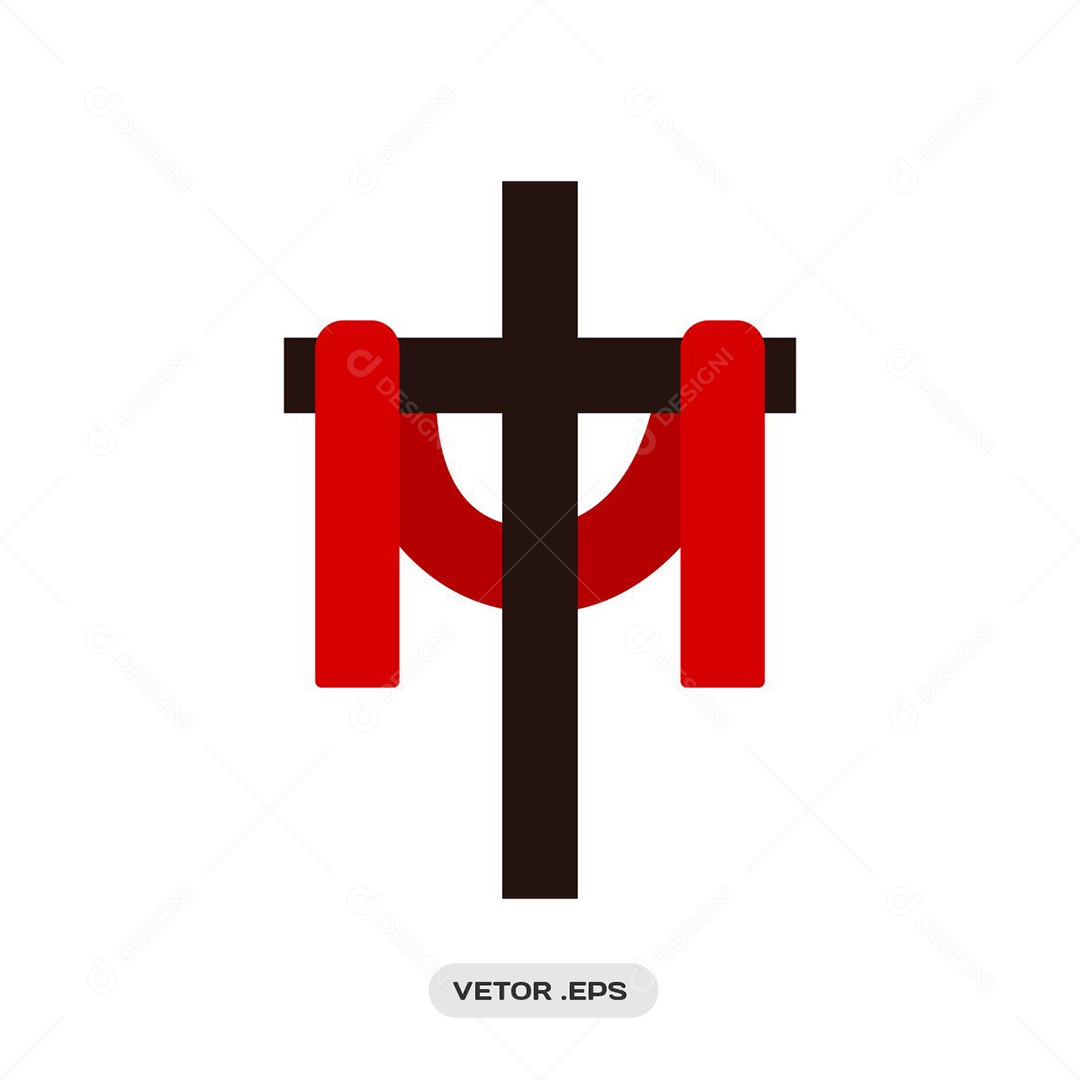 Cruz Com Tecido Vermelho Vetor EPS Editável