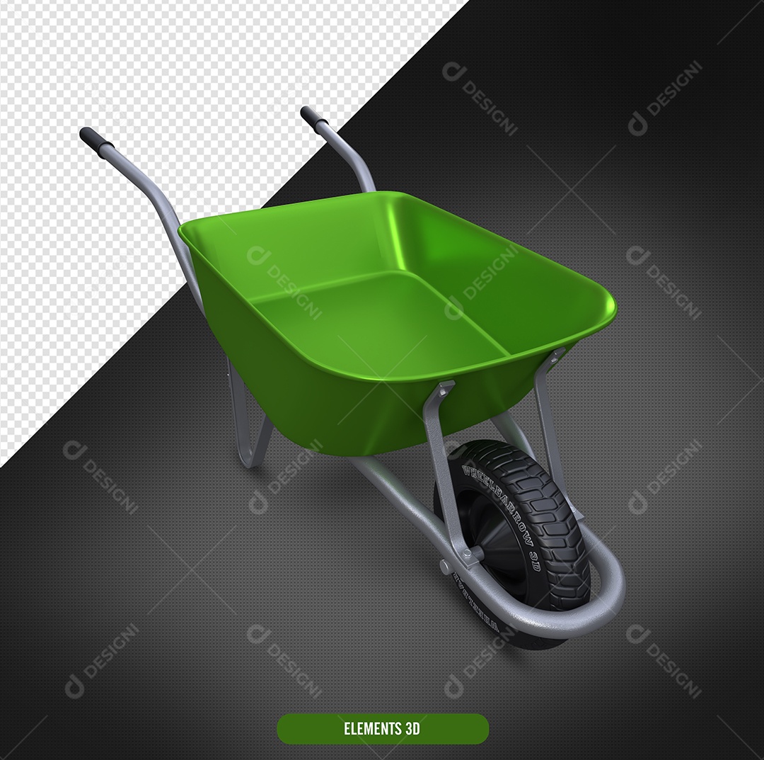 Elemento 3D Para Composição Carrinho de Mão PSD