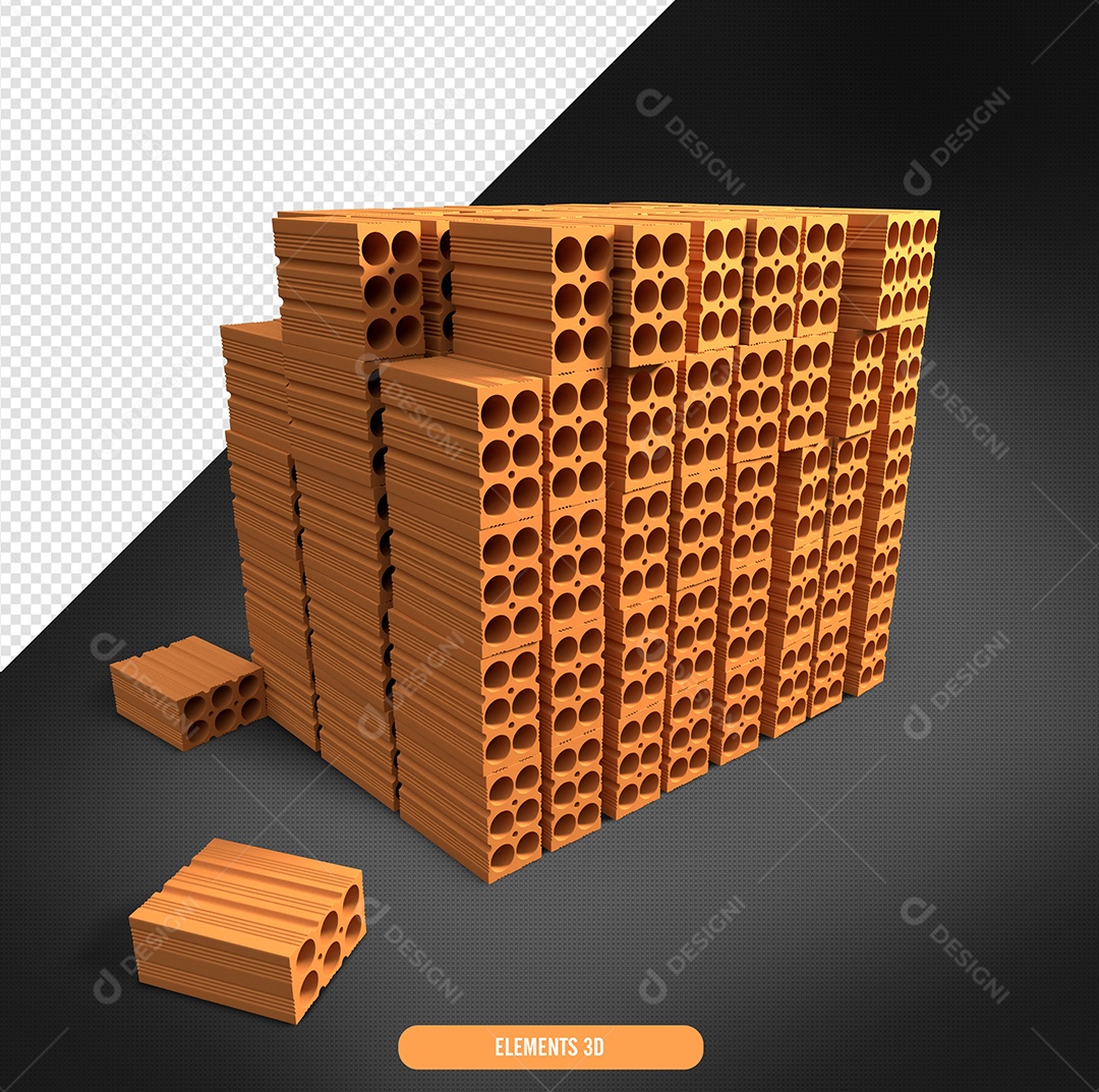 Elemento 3D Para Composição Tijolos PSD
