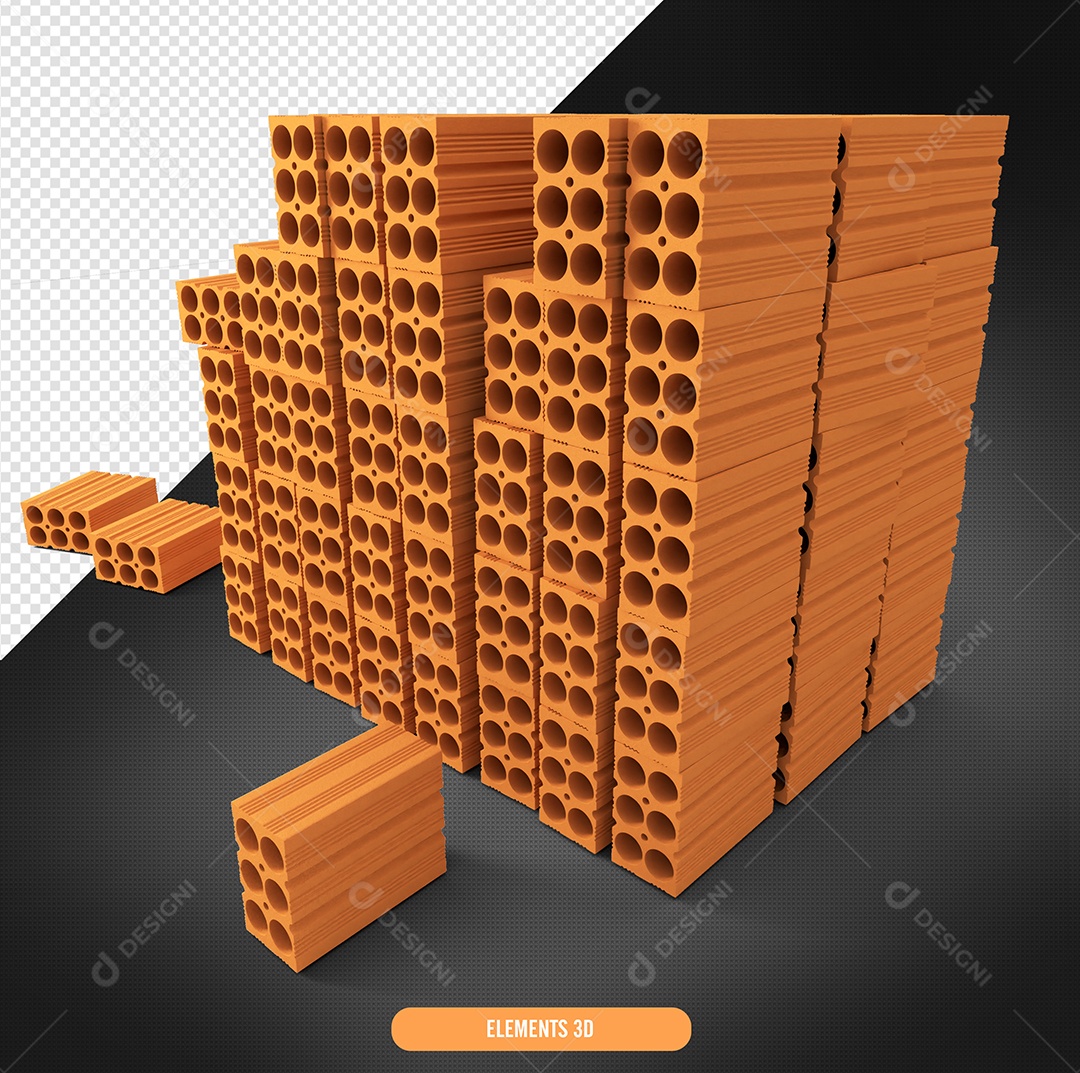 Elemento 3D Para Composição Tijolos PSD