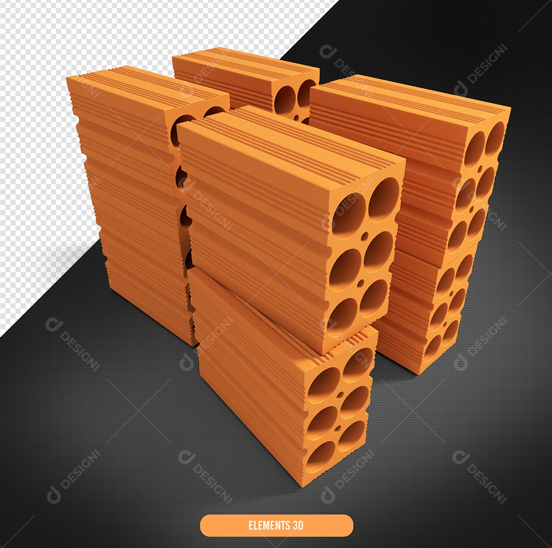 Elemento 3D Para Composição Tijolos PSD