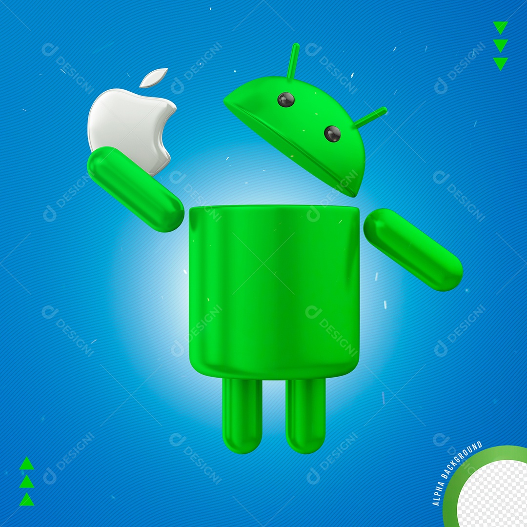 Animação de Boneco Android e Símbolo da Apple PNG Transparente