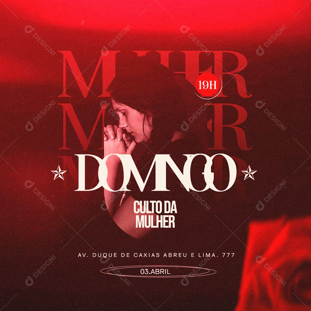 Social Media Igreja Domingo Culto da Mulher PSD Editável