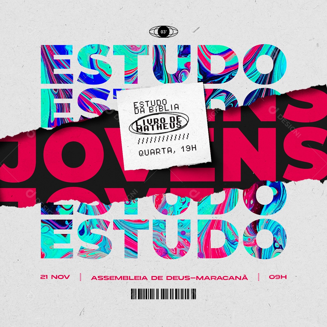 Social Media Culto Jovens Igrejas PSD Editável