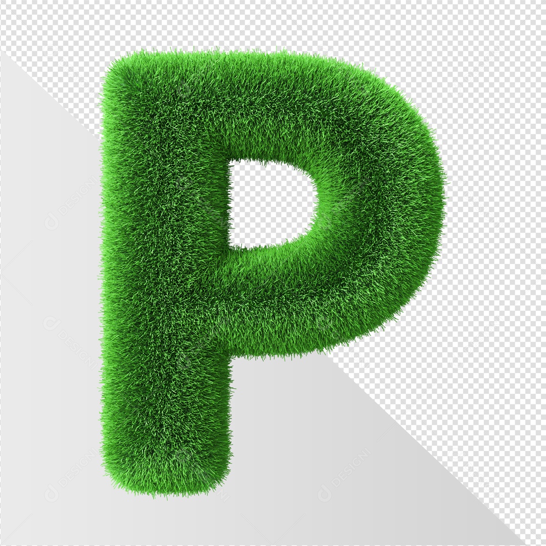 Elemento 3D De Letra P Verde Para Composição PSD