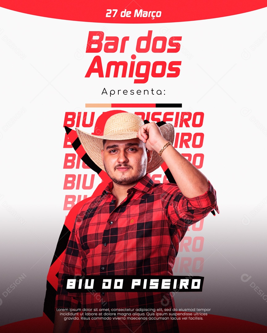 Flyer Bar Dos Amigos Biu do Piseiro Social Media PSD Editável