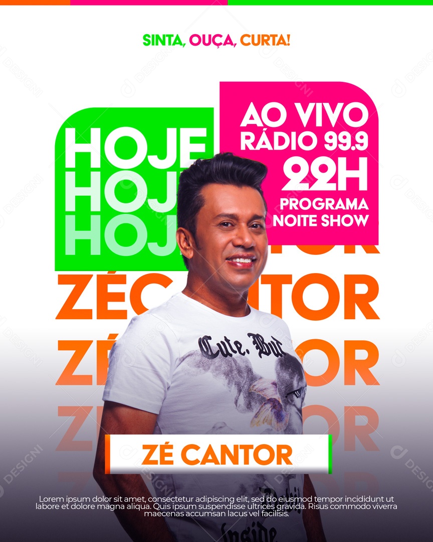Flyer Senta, Ouça, Curta! Zé Cantor Social Media PSD Editável