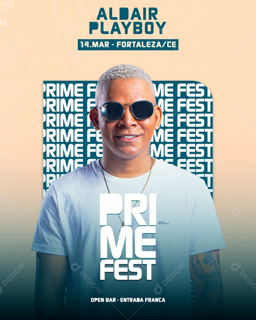 Flyer Prime Fest Aldair Playboy Social Media PSD Editável