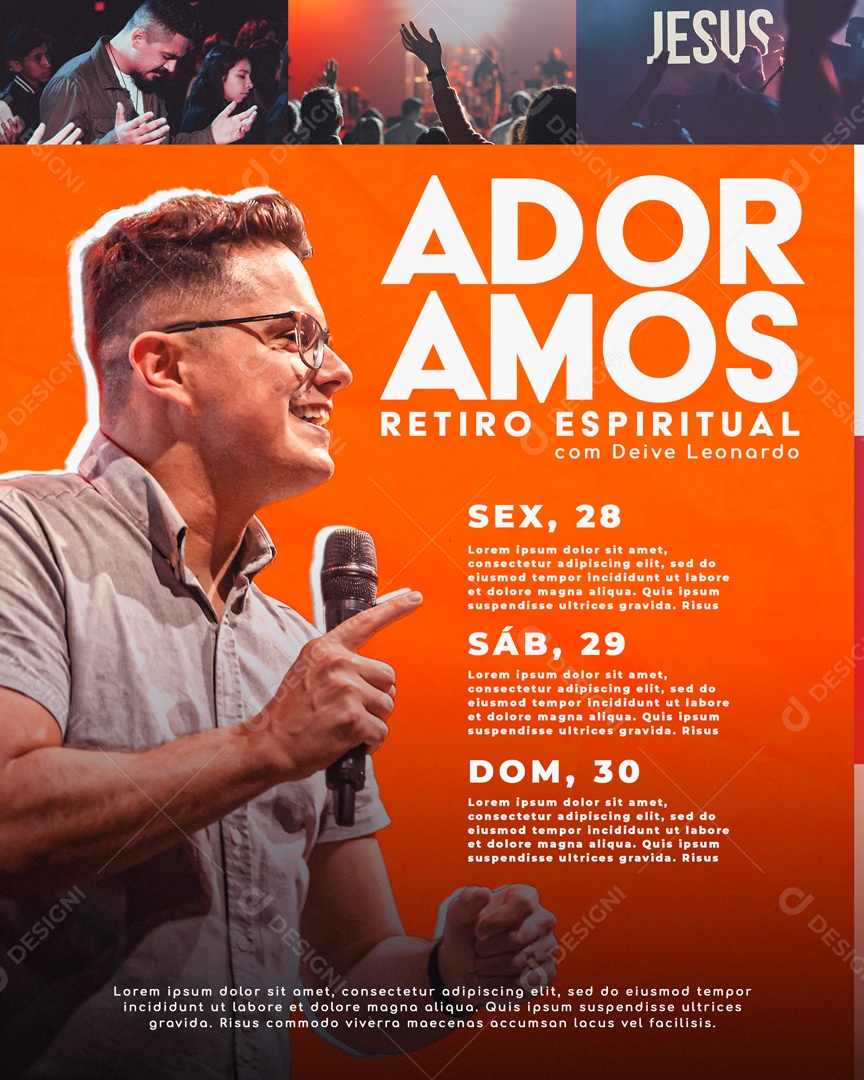 Flyer Adoramos Retiro Espiritual Social Media PSD Editável