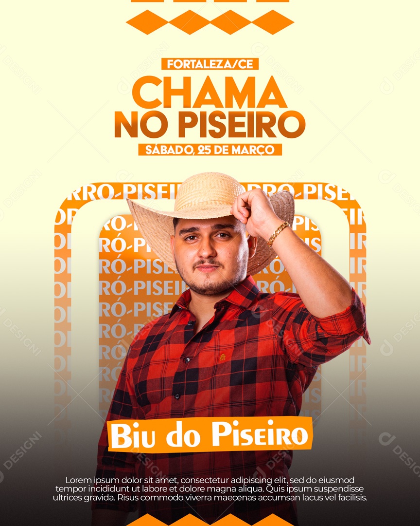 Flyer Chama no Piseiro Biu do Piseiro Social Media PSD Editável