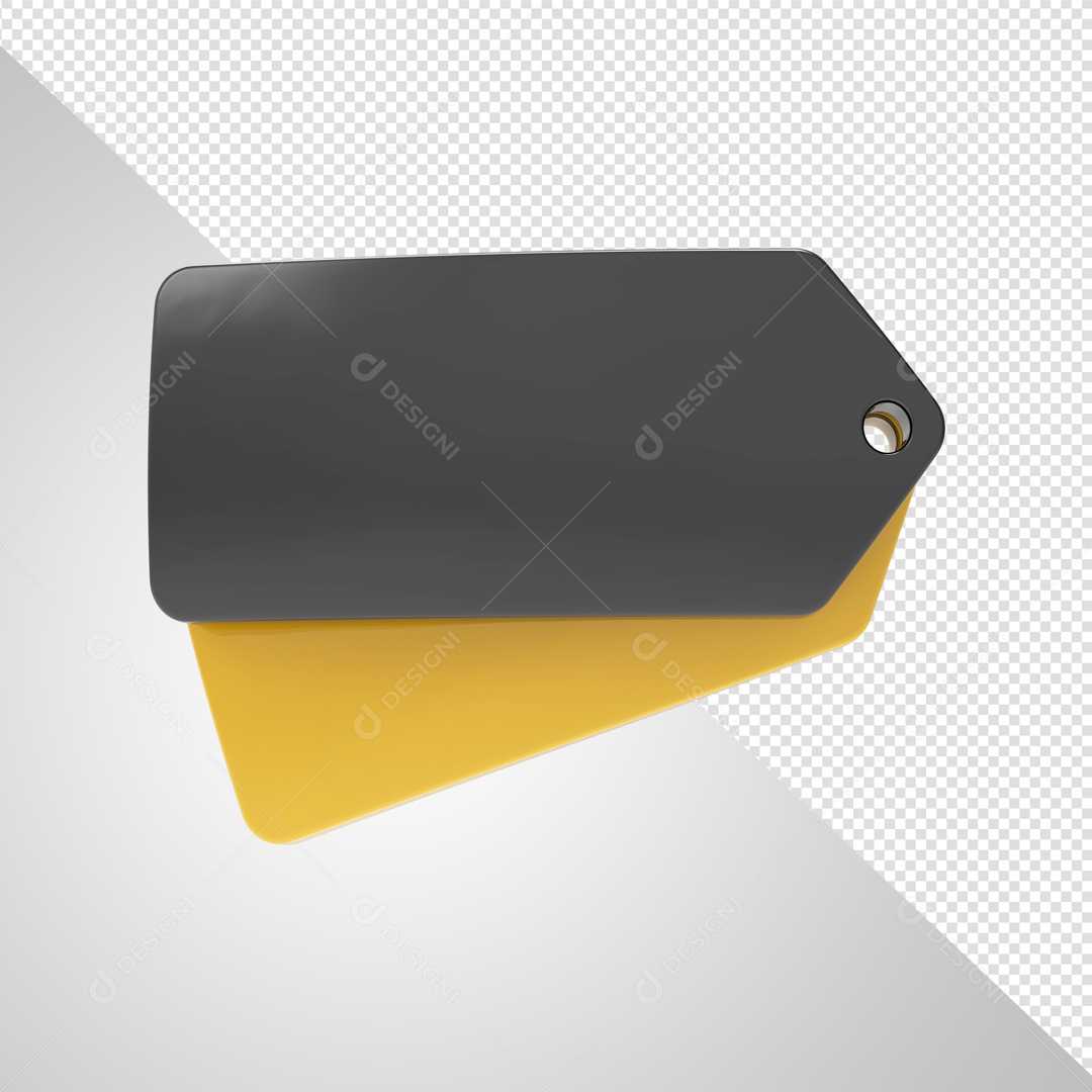 Elemento 3D Etiqueta De Preço Preta E Amarela Para Composição PSD