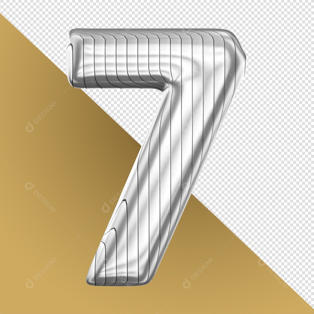 Elemento 3D Com Número 7 Prata Para Composição PSD