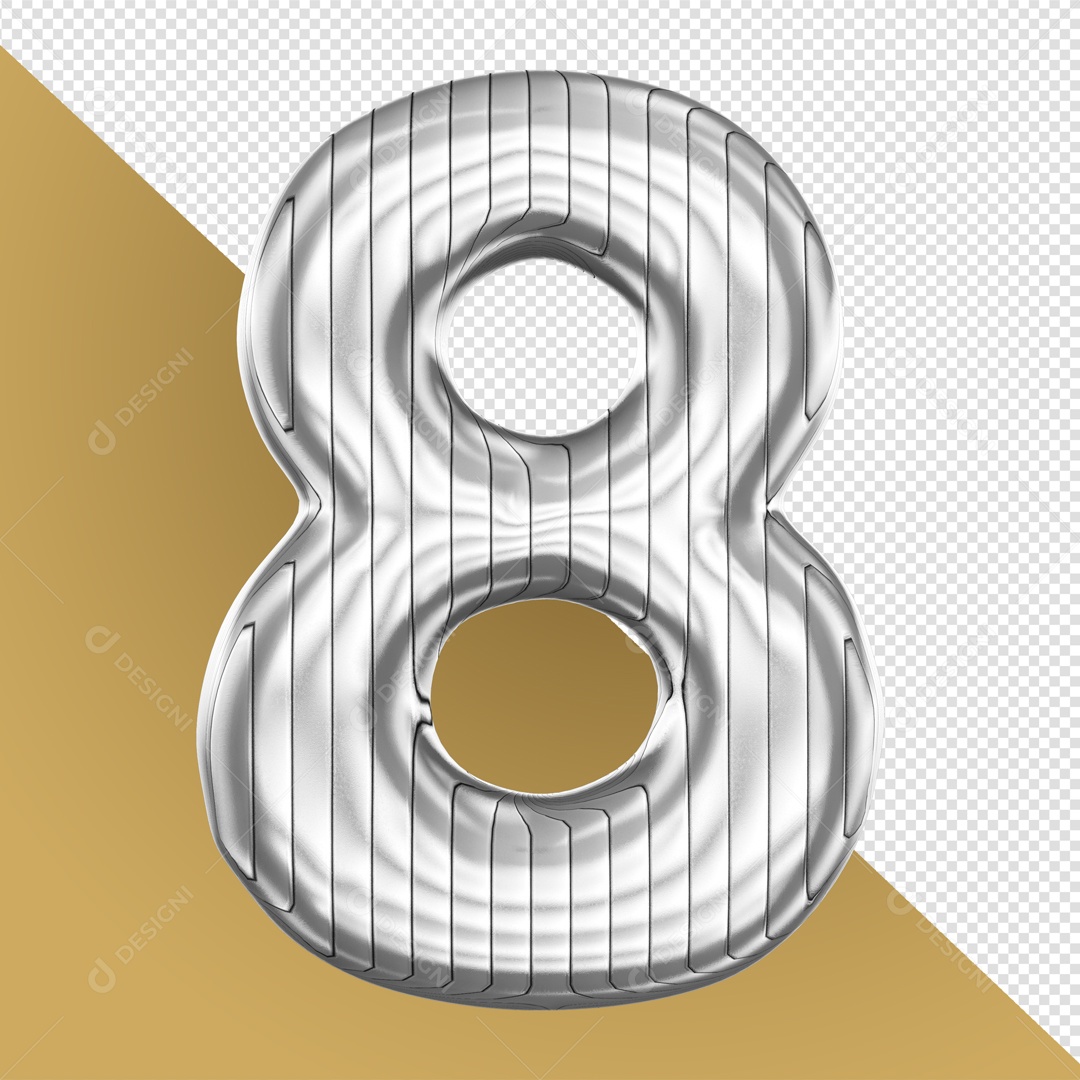 Elemento 3D Com Número 8 Prata Para Composição PSD