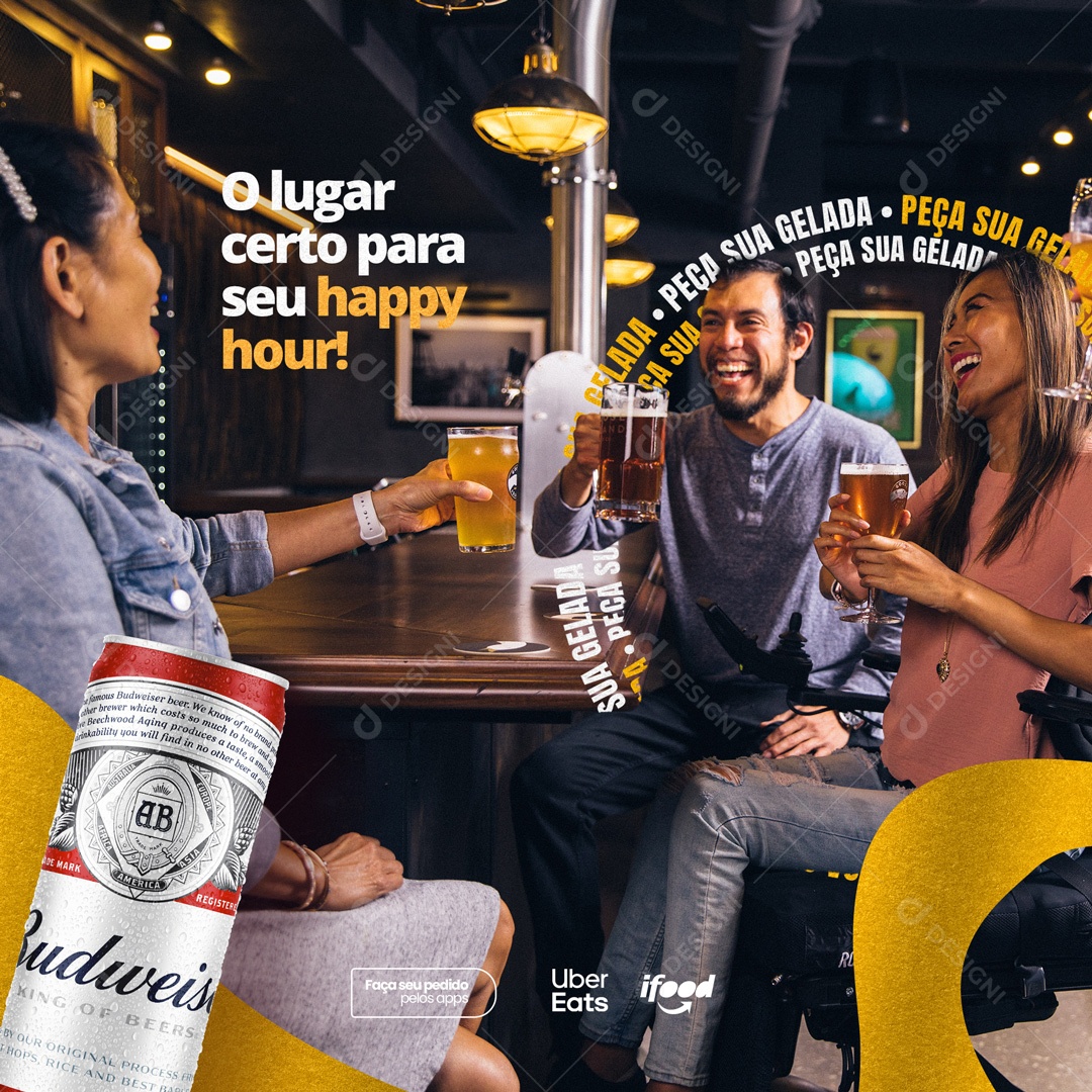 O Lugar Certo Para Seu Happy Hour! Cervejaria Social Media PSD Editável