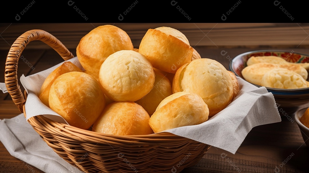 Pão de queijo brasileiro ou pão de queijo, lanche tradicional do brasil