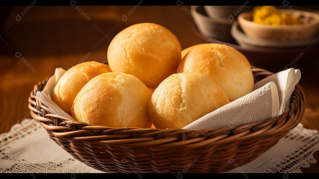 Pão de queijo brasileiro ou pão de queijo, lanche tradicional do brasil