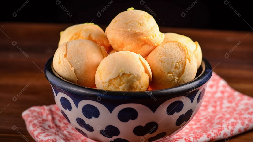 Pão de queijo brasileiro ou pão de queijo, lanche tradicional do brasil