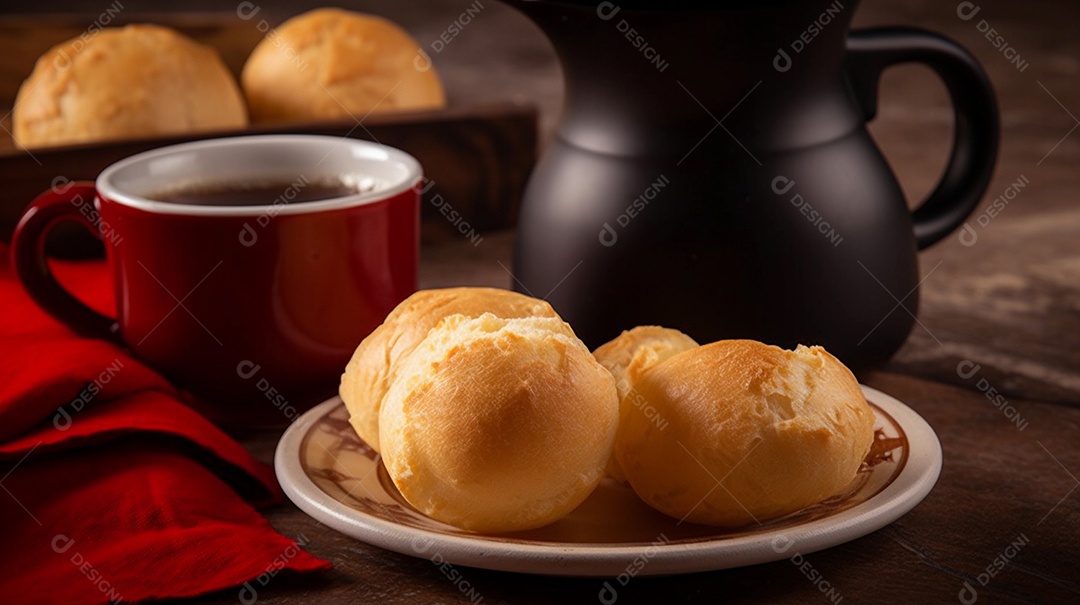 Pão de queijo brasileiro ou pão de queijo, tradicional brasileiro