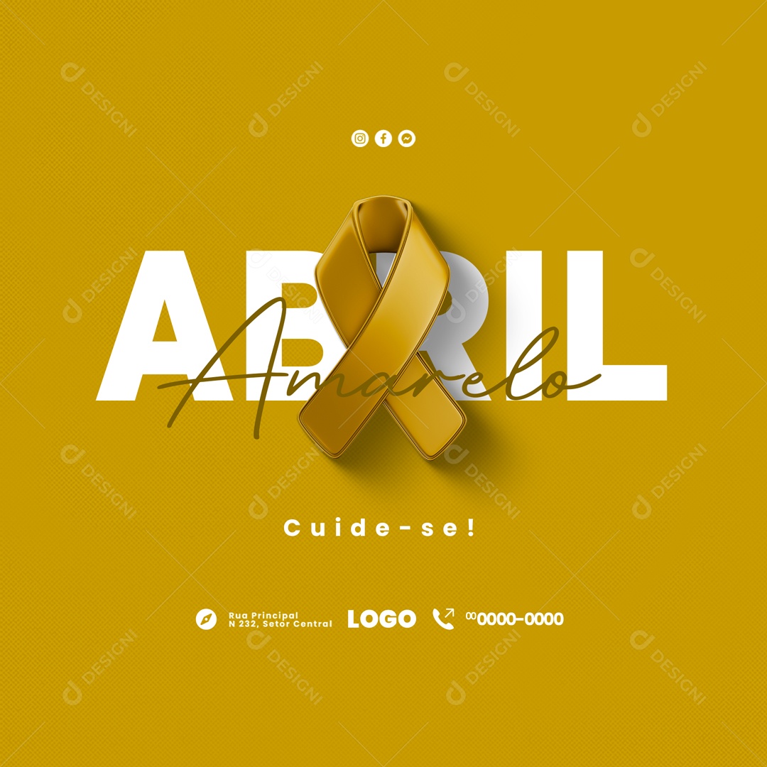 Abril Amarelo Cuide-se! Social Media PSD Editável