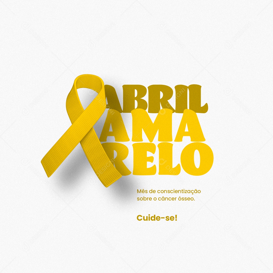 Mês de Conscientização Sobre o Câncer Ósseo Abril Amarelo Social Media PSD Editável