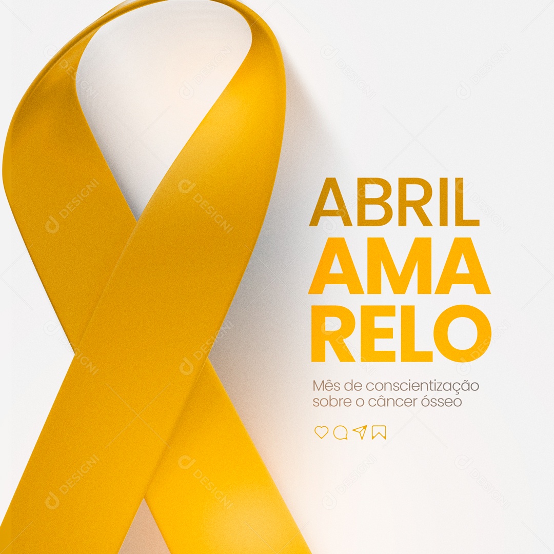 Mês de Conscientização sobre o Câncer Ósseo Abril Amarelo Social Media PSD Editável