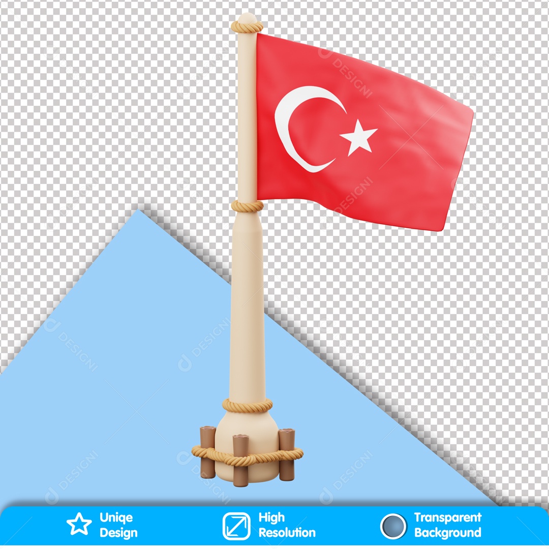 Elemento 3D Bandeira Da Turquia PSD