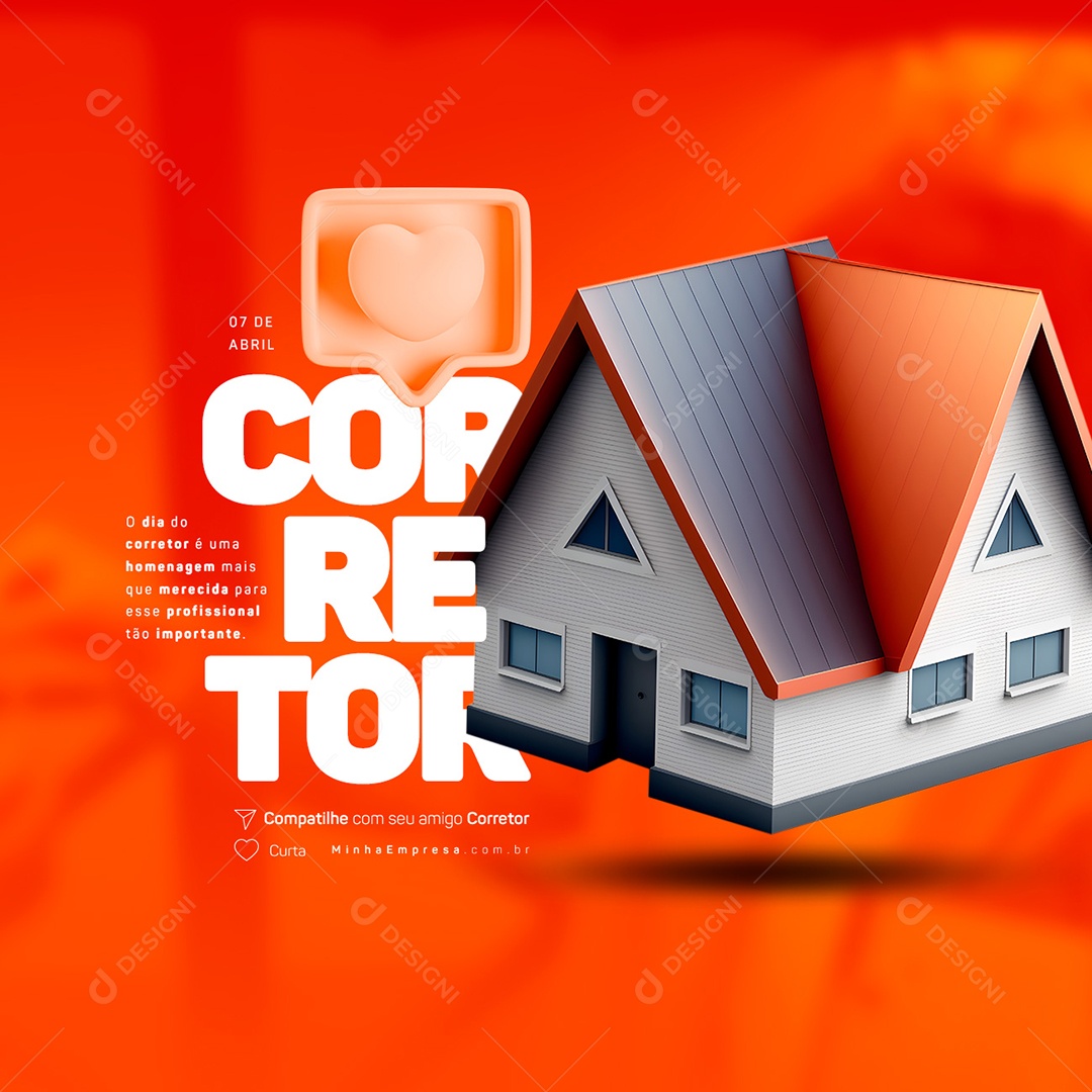 Imobiliária Dia Do Corretor Data Comemorativa Social Media PSD Editável