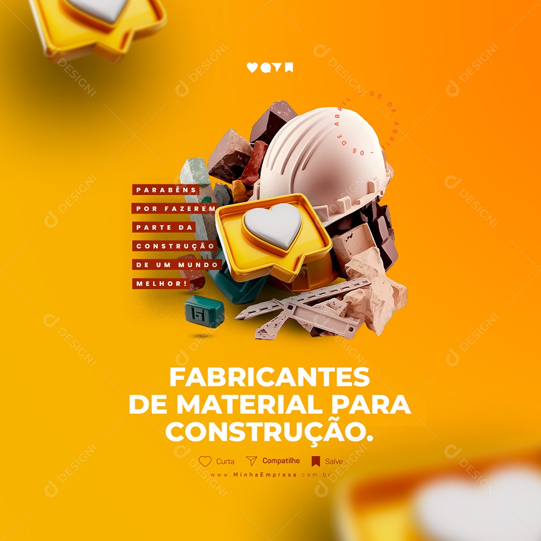 Social Media 5 de Abril Dia dos Fabricantes de Materiais de Construção PSD Editável
