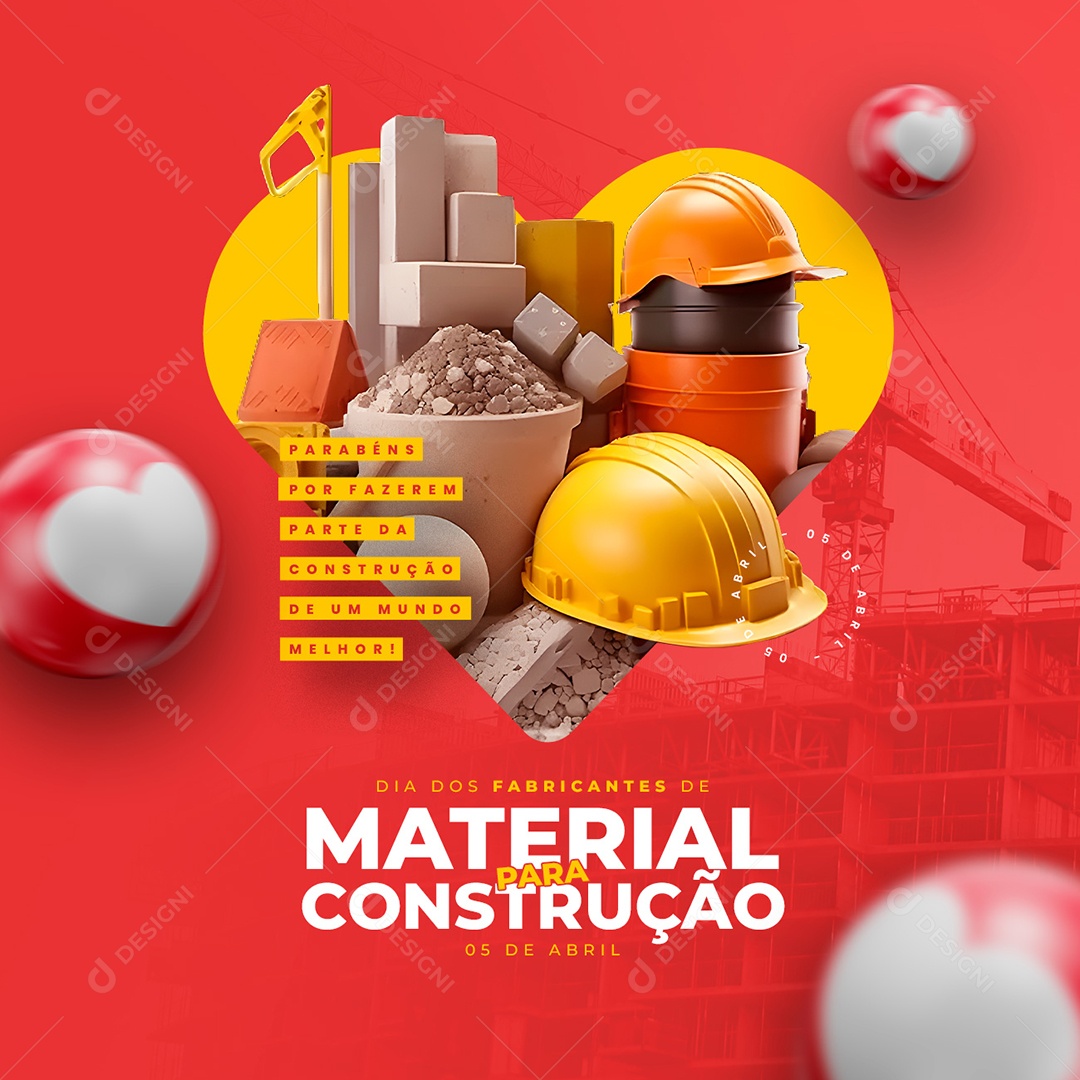 Social Media 5 de Abril Dia dos Fabricantes de Materiais de Construção PSD Editável