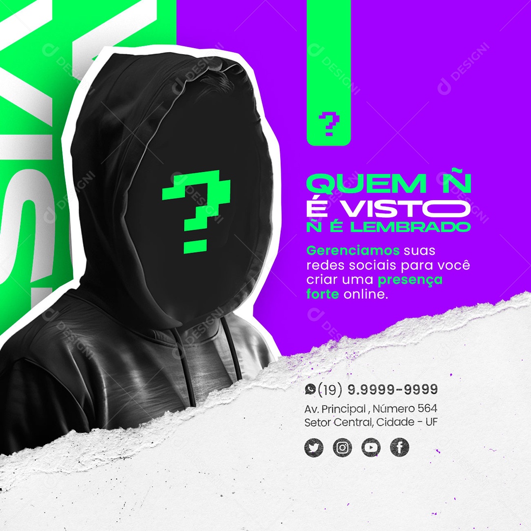 Quem Não é Visto Agência de Marketing Digital Social Media PSD Editável