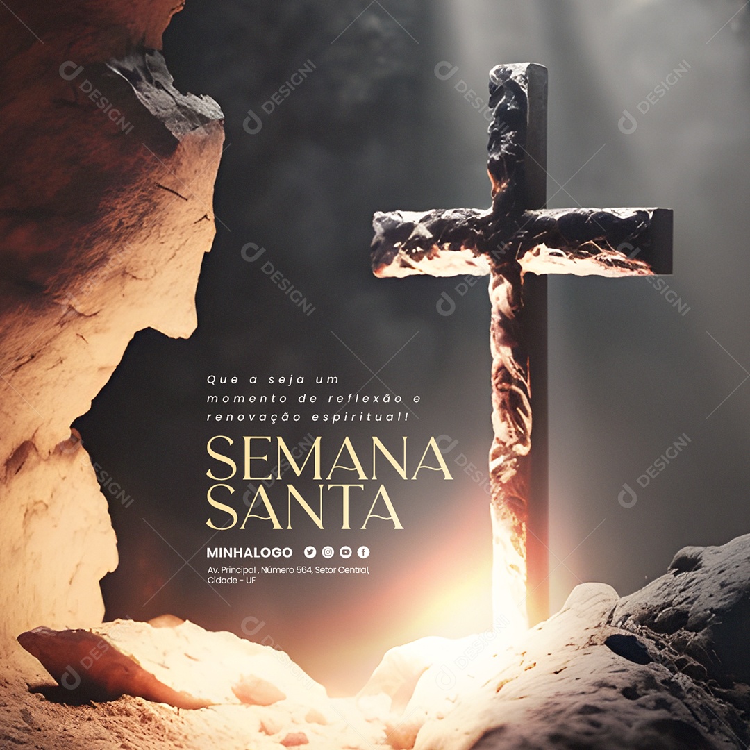 Social Media Semana Santa Momento de Reflexão PSD Editável