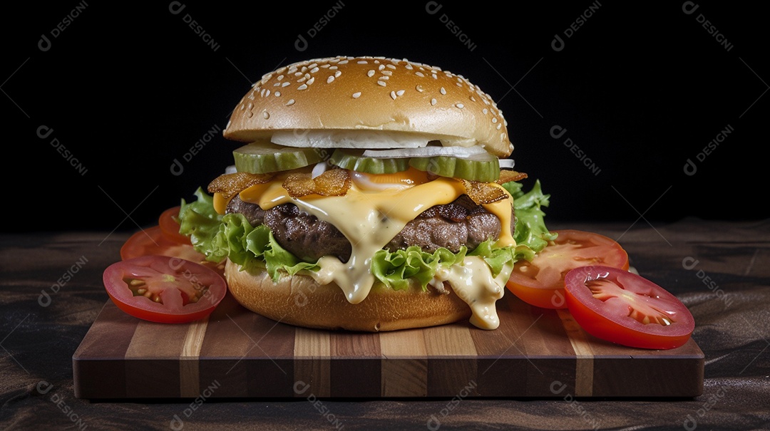 Cheeseburguer de salada close-up. hambúrguer ou hambúrguer com salada