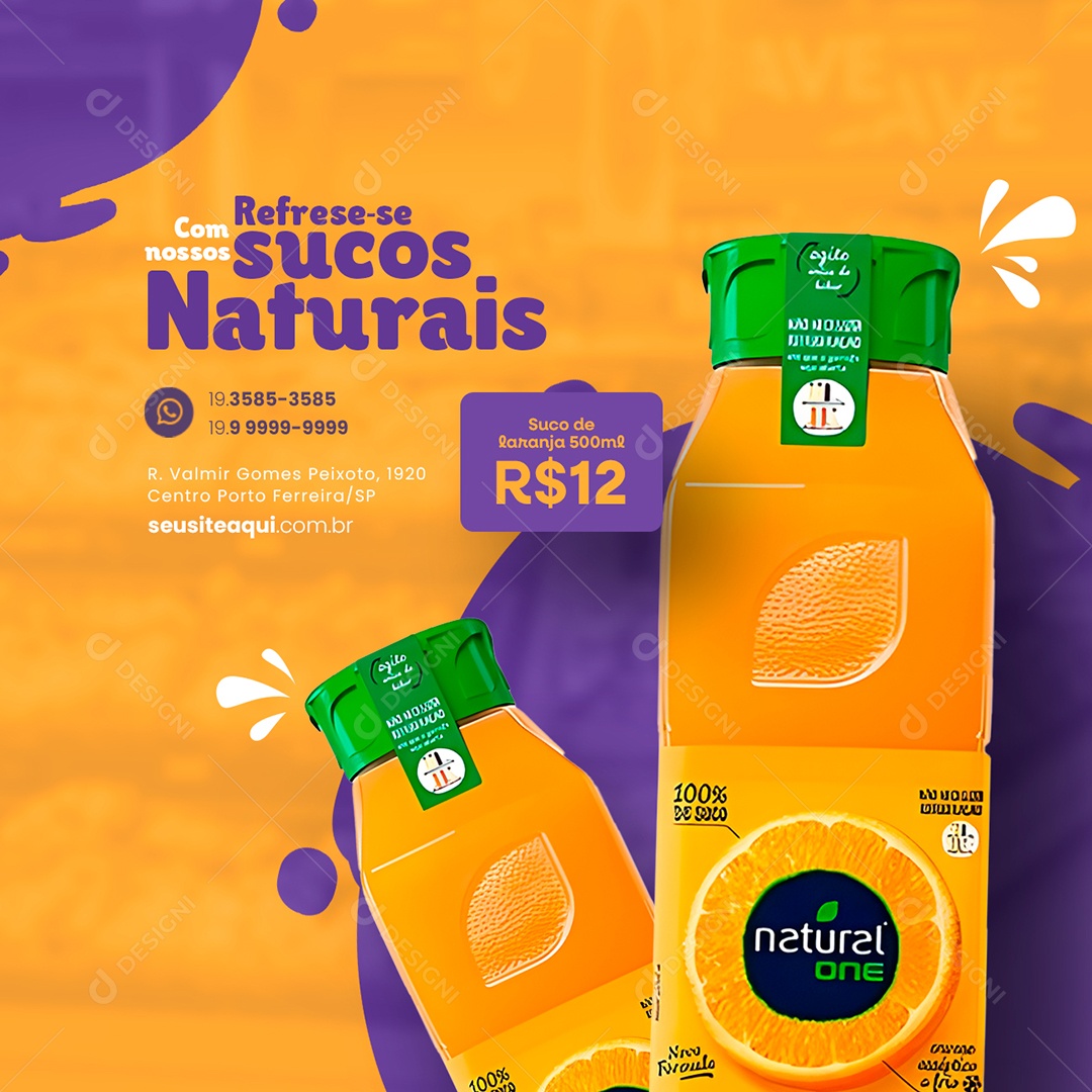 Social Media Refrescos Sucos Naturais PSD Editável