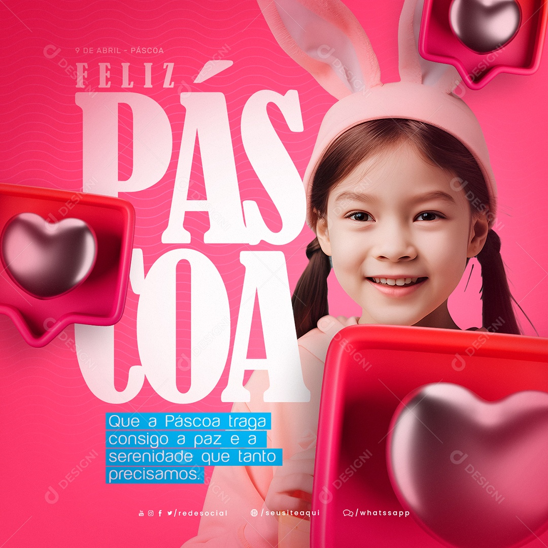 Social Media Feliz Páscoa PSD Editável